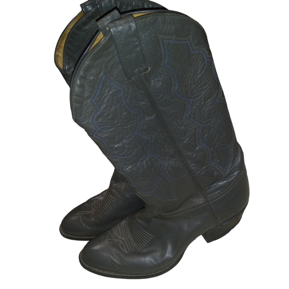 Tony Lama Vtg Wingtip leather Cowboy Boots Mens 8.5EE - Picture 4 of 16